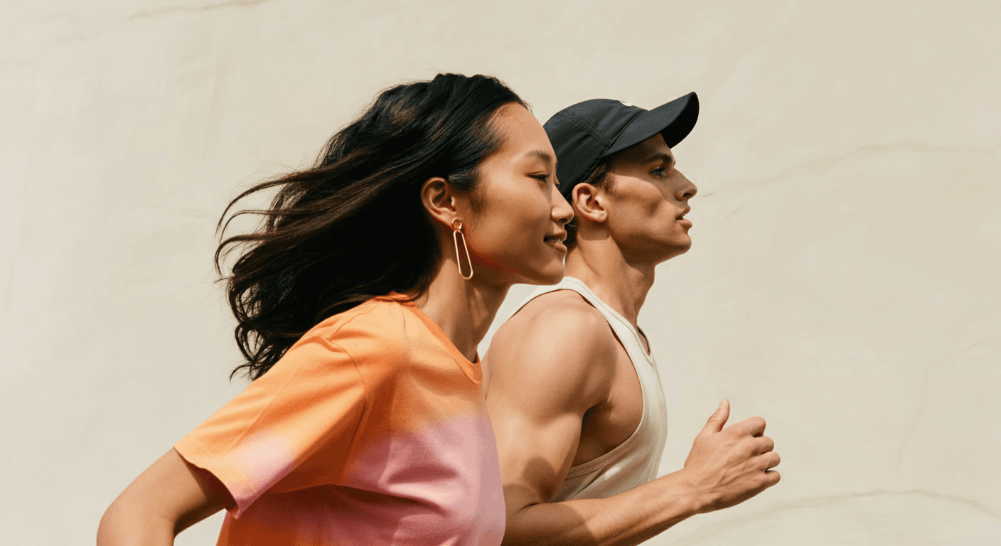 Runners training outdoors